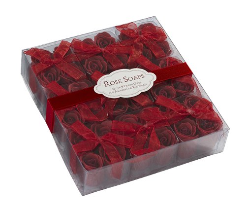 [DET029] Box of 9 Sets of 4 Red Rose Bath Soaps